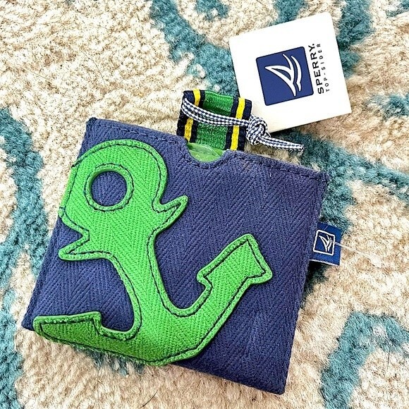 NWT Sperry Top-Sider Green Pull Out Anchor Mirror Case - Picture 1 of 6